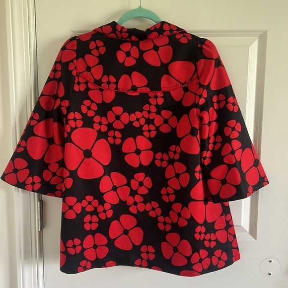 Elija Blue and Red Floral 3/4 Sleeve jacket Made in Seoul - Picture 6 of 10